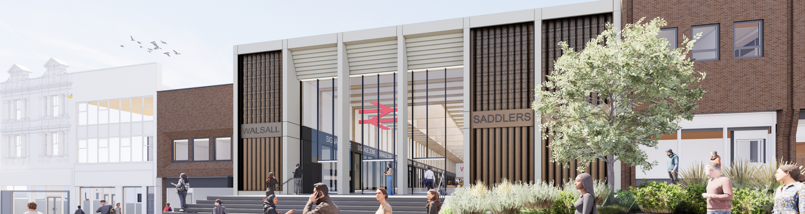 CGI of regenerated Walsall train station