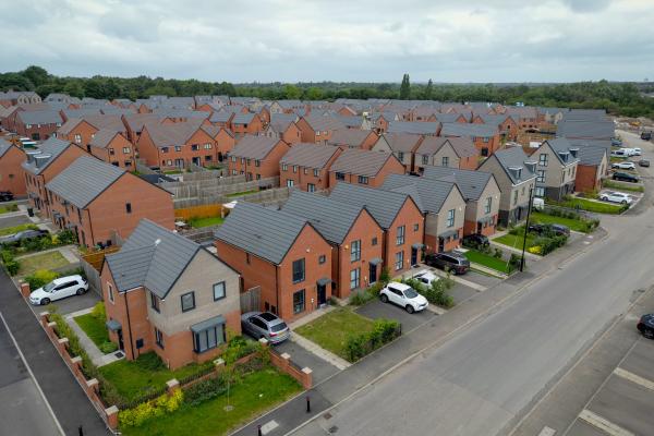 Aerial view of a newly built housing estate