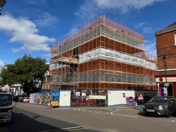 The Guildhall, Walsall, covered in scaffolding