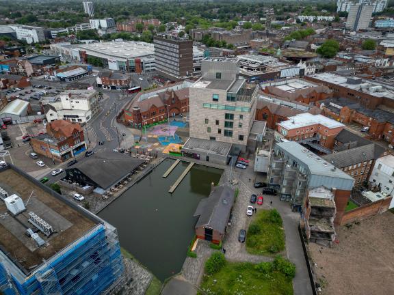 Aerial view of Walsall town centre