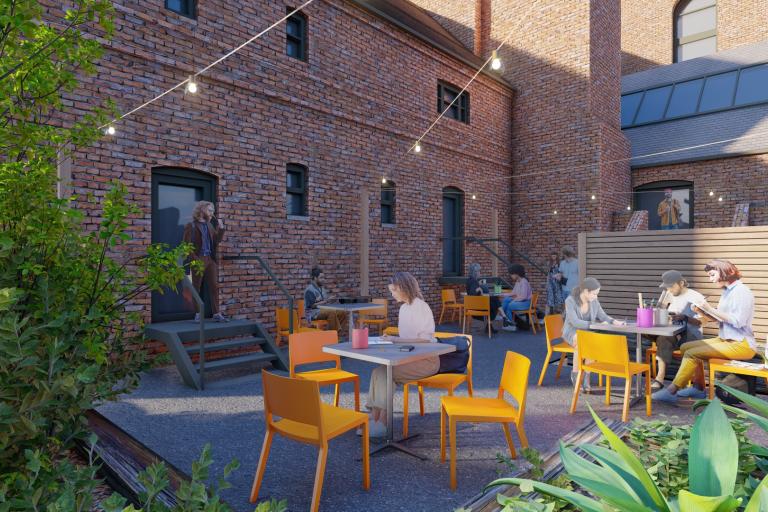 CGI of exterior space at the Guildhall