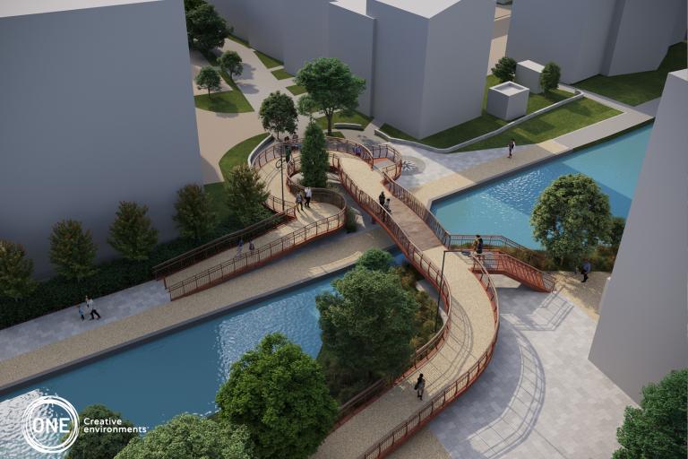 Proposed canal footbridge near Light Cinema in Walsall