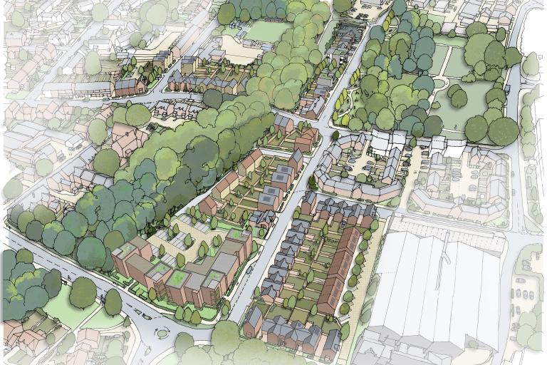 Aerial drawing of new housing sites in Willenhall