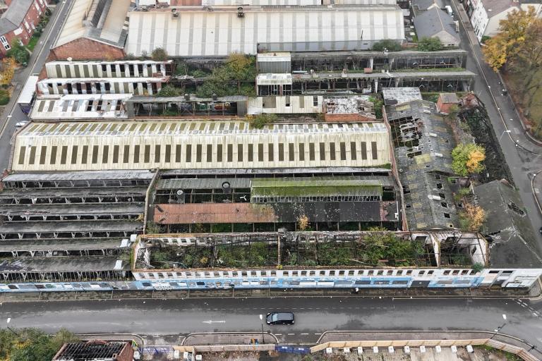 The derelict building from above