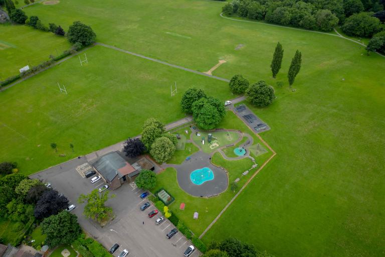 Aerial view of the playing fields